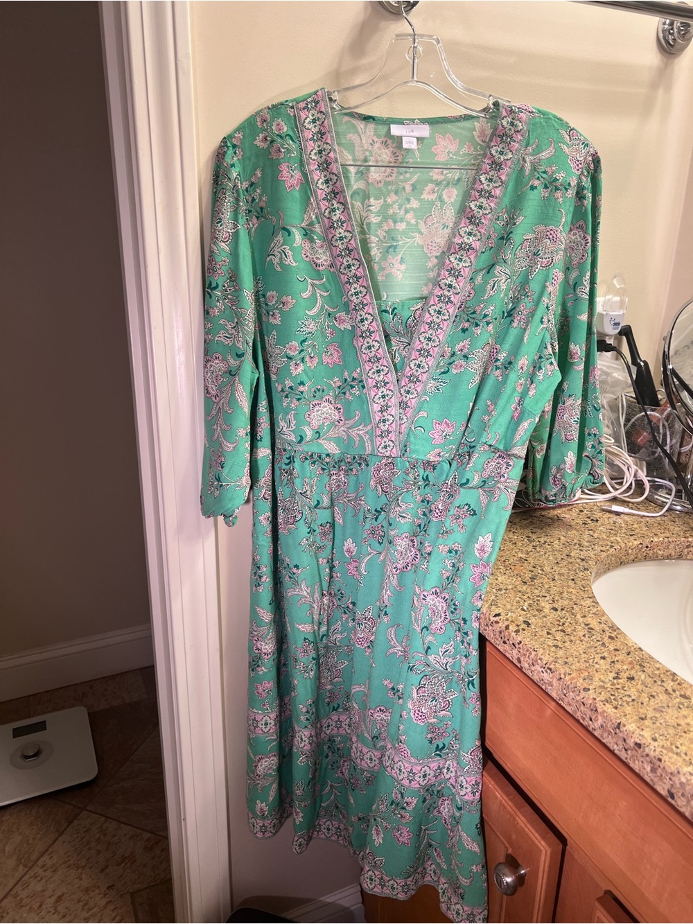 J. Jill Mint Green Floral Midi Dress Size XL Chest 48”